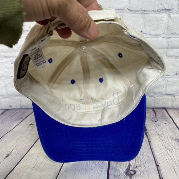 Vintage Hat Cap Strap Back Cream White Blue Bay d' Espoir NFLD Newfoundland - Picture 7 of 8